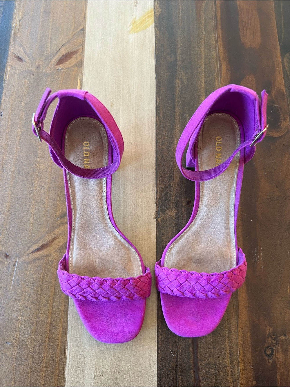 Old Navy Bright Fuchsia Braided Ankle-Strap Heels